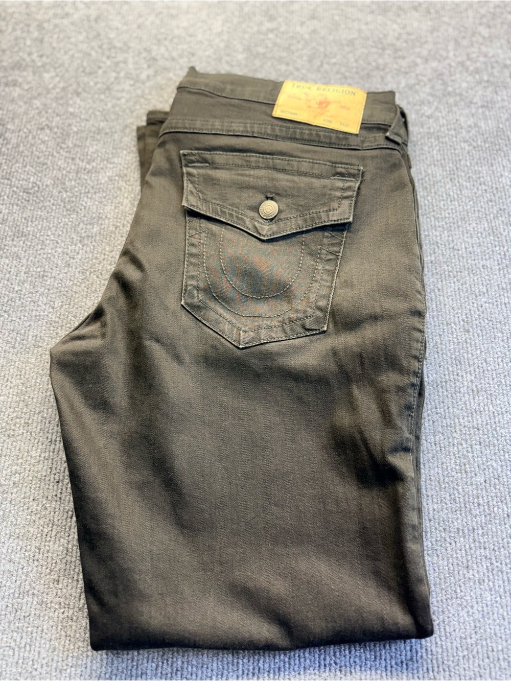 True Religion Slim Straight Black Jeans with Flap Pocket